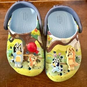CROCS Kids Cartoon Character Clogs - Green and Blue